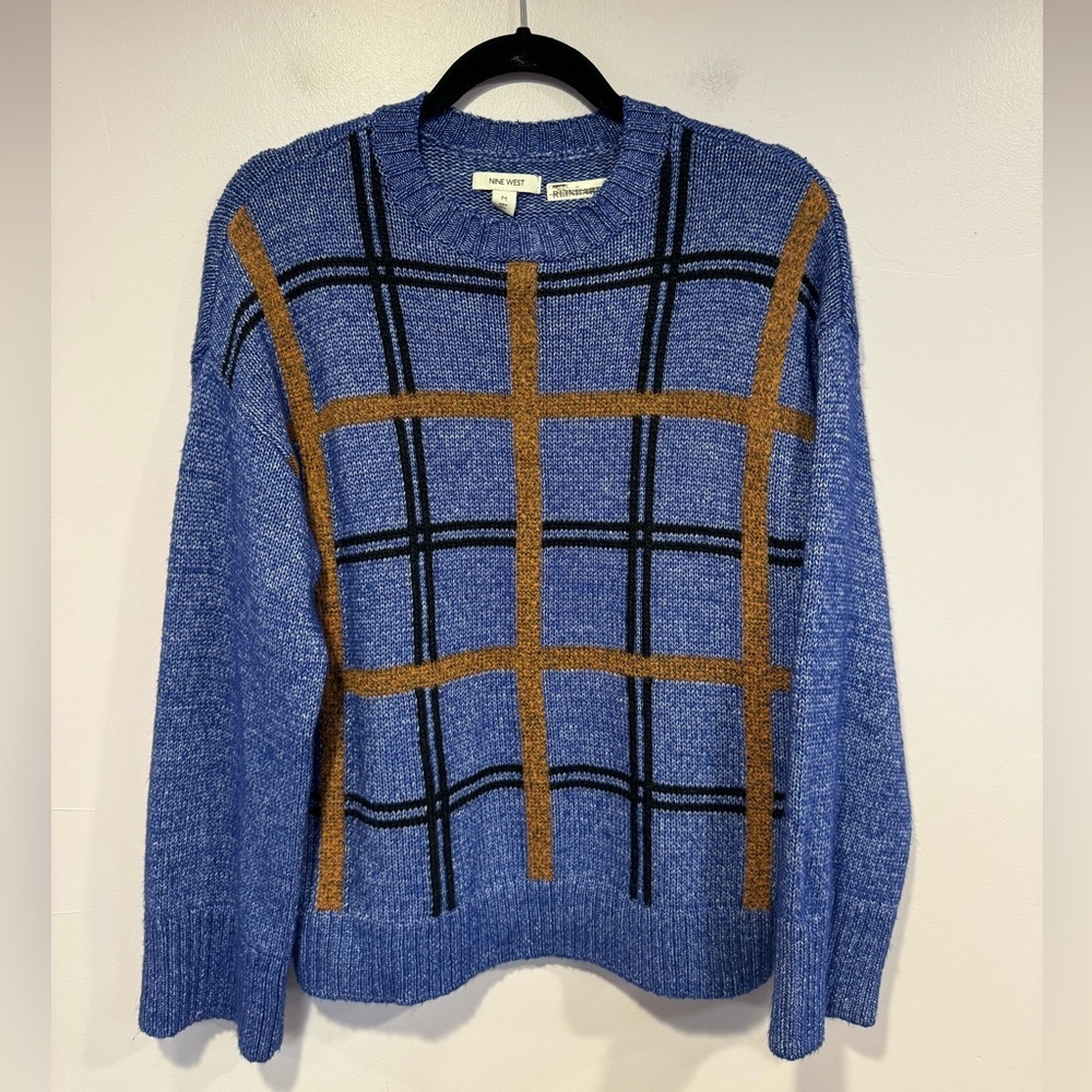 Nine‎ West blue gingham sweater